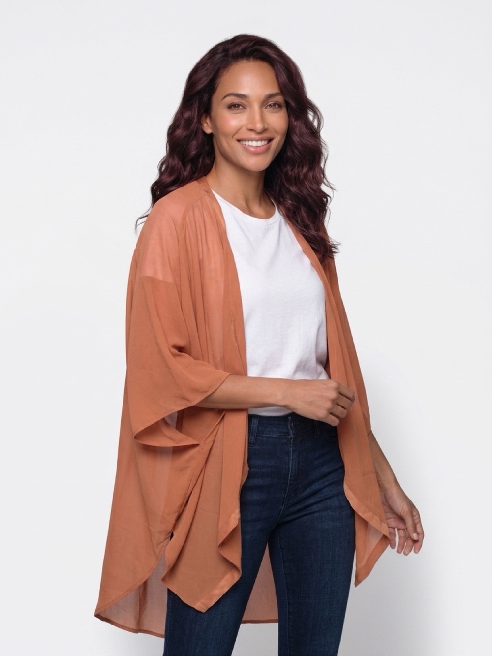 Lightweight light sheer Draped Open-Front Women's cover